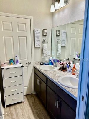Bathroom, Dual Sink Vanities, Interior, Wood Texture Flooring