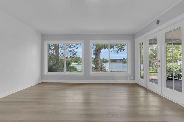Empty room, Interior, Water, Wood Texture Flooring