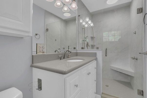 Bathroom, Glass Shower, Interior, Marble Walls