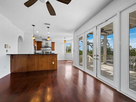 Interior, Kitchen, Pendant Lights, Recessed Lighting, Wood Texture Flooring