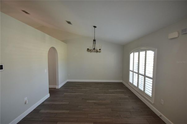 Empty room, Interior, Pendant Lights, Wood Texture Flooring