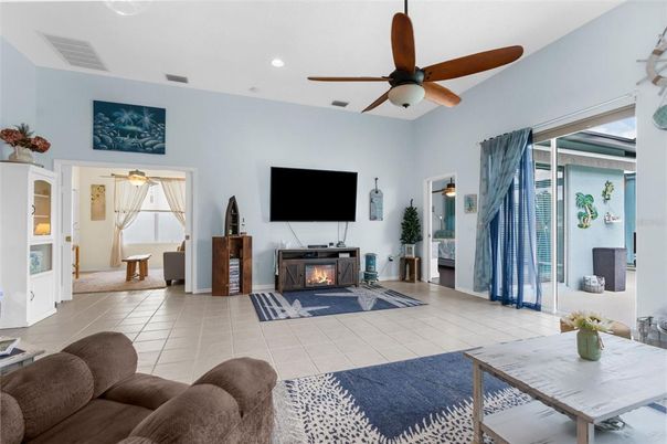 Dining room, Fireplace, Interior, Recessed Lighting
