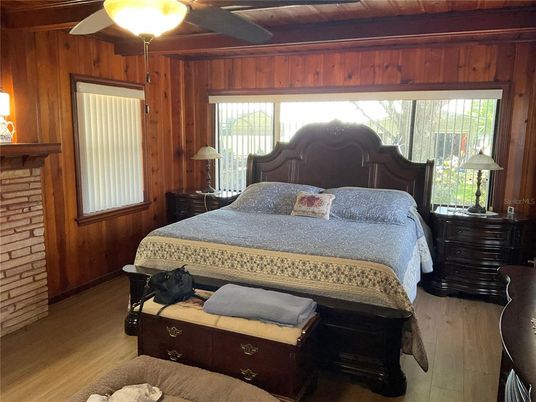 Bedroom, Interior, Wood Texture Flooring, Wooden Walls
