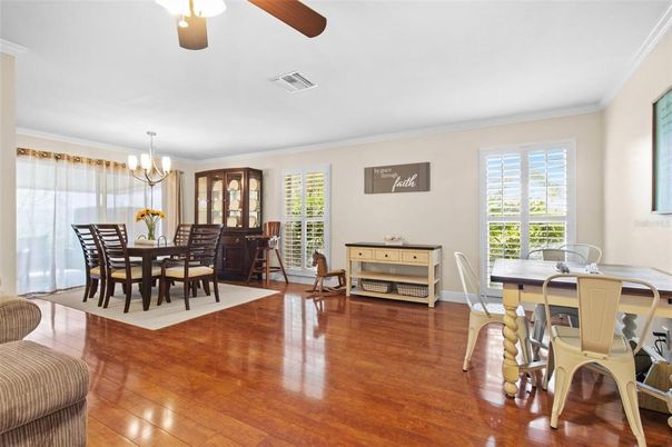 Chandelier, Dining room, Interior, Wood Texture Flooring