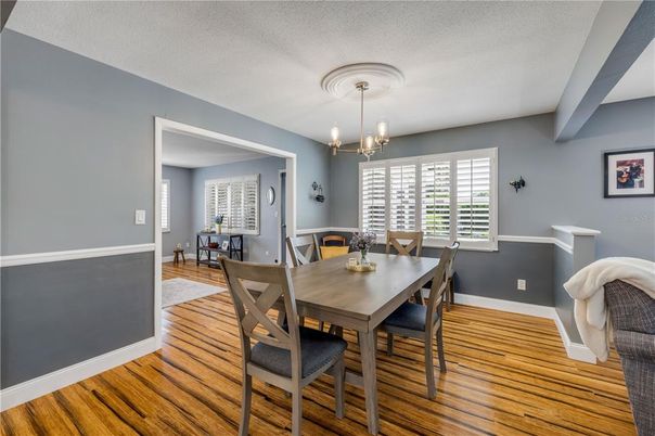 Chandelier, Dining room, Interior, Wood Texture Flooring