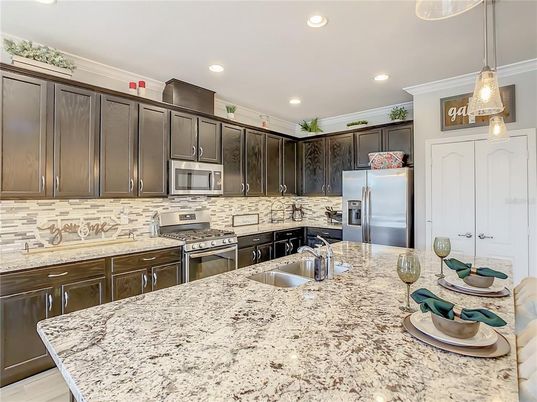 Interior, Kitchen, Pendant Lights, Recessed Lighting, Stainless Steel Appliances