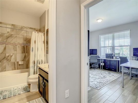 Bathroom, Home Office, Interior, Wood Texture Flooring