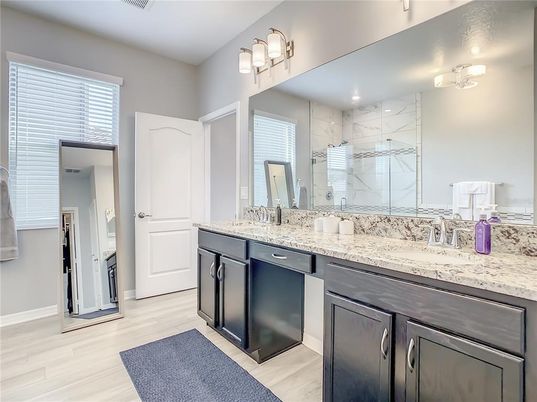 Bathroom, Dual Sink Vanities, Interior, Wood Texture Flooring
