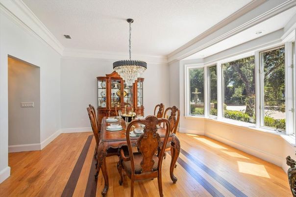 Chandelier, Dining room, Interior, Wood Texture Flooring