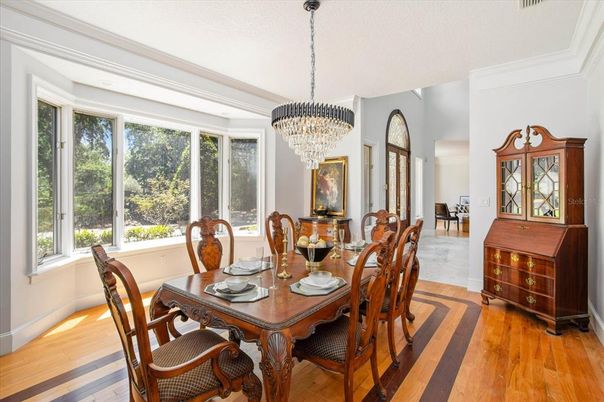 Chandelier, Dining room, Interior, Wood Texture Flooring