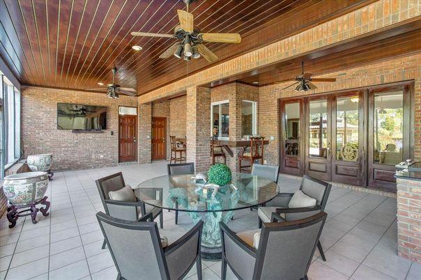 Dining room, Interior, Recessed Lighting, Stone Walls
