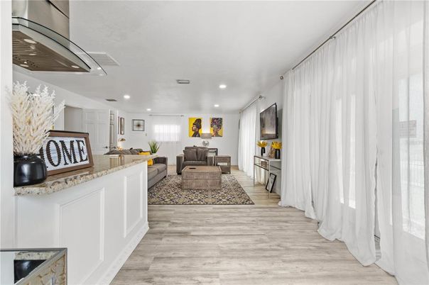 Interior, Living room, Recessed Lighting, Wood Texture Flooring