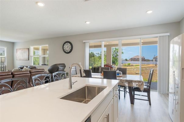 Dining room, Interior, Kitchen, Recessed Lighting, Wood Texture Flooring