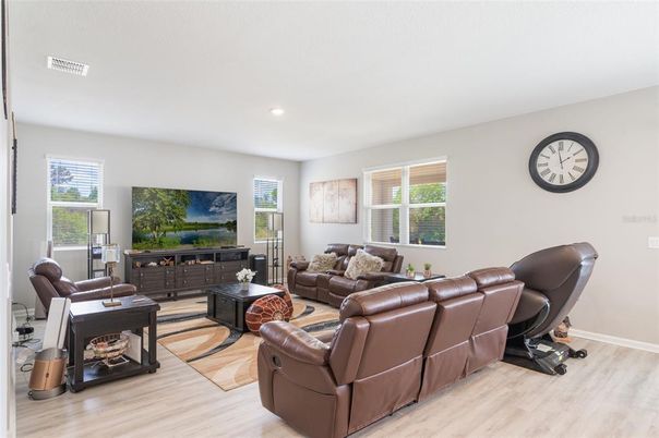 Interior, Living room, Recessed Lighting, Wood Texture Flooring