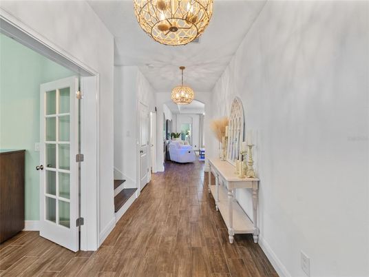 Chandelier, Interior, Wood Texture Flooring