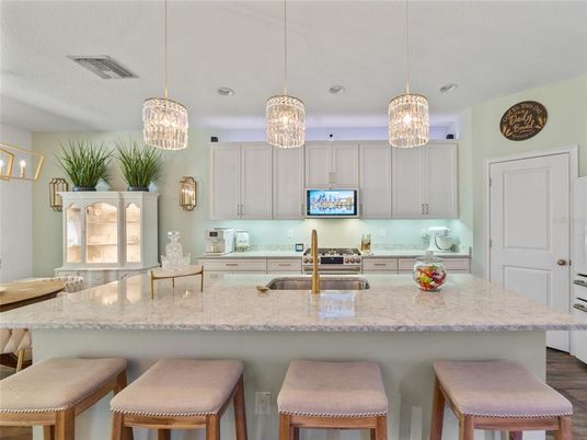 Interior, Kitchen, Pendant Lights, Recessed Lighting, Wood Texture Flooring