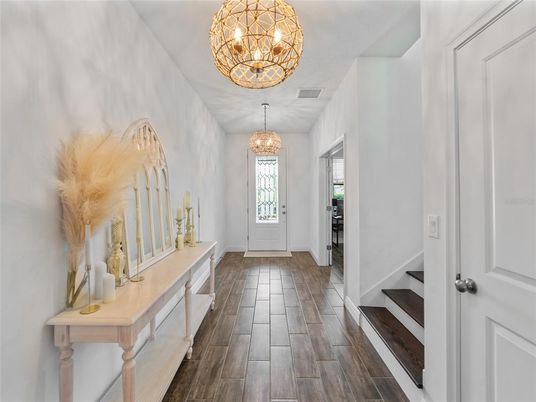 Chandelier, Interior, Wood Texture Flooring
