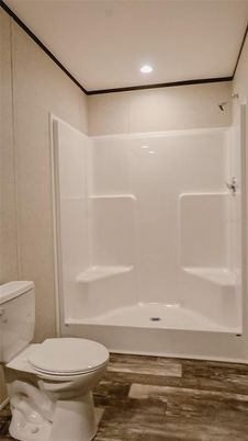 Bathroom, Interior, Recessed Lighting, Wood Texture Flooring