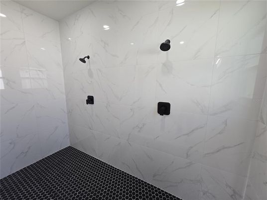 Bathroom, Interior, Marble Walls, Recessed Lighting