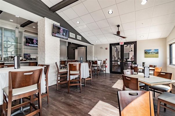 Dining room, Interior, Recessed Lighting, Stone Walls, Wooden Beams, Wood Texture Flooring