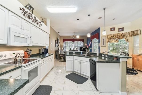Interior, Kitchen, Marble, Pendant Lights