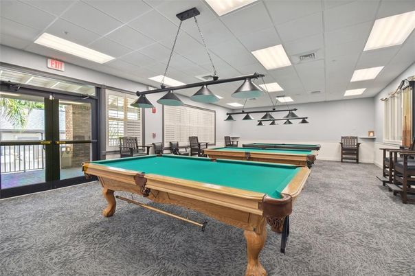 Billiard Table, Game Room, Interior, Pendant Lights, Recessed Lighting