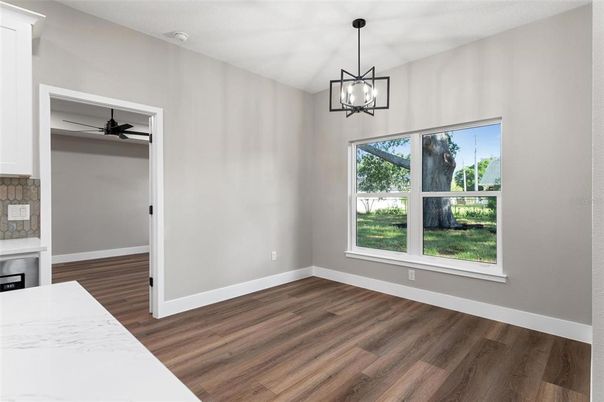 Empty room, Interior, Pendant Lights, Wood Texture Flooring