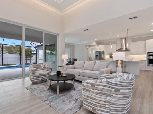 Interior, Kitchen, Living room, Pendant Lights, Recessed Lighting, Stainless Steel Appliances, Wood Texture Flooring