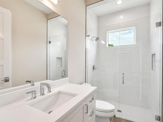 Bathroom, Glass Shower, Interior, Recessed Lighting