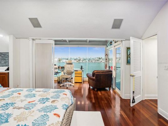 Bedroom, Home Office, Interior, Recessed Lighting, Wood Texture Flooring