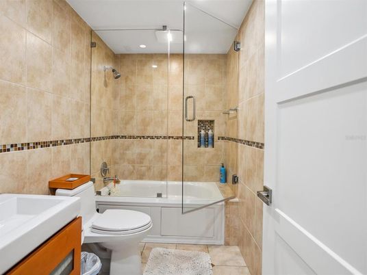 Bathroom, Glass Shower, Interior, Recessed Lighting