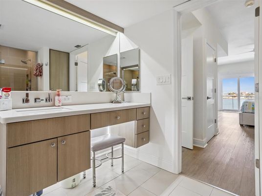 Bathroom, Dual Sink Vanities, Interior, Water, Wood Texture Flooring