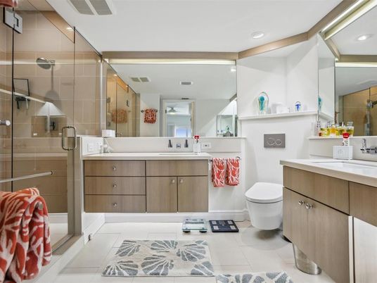 Bathroom, Glass Shower, Interior, Recessed Lighting