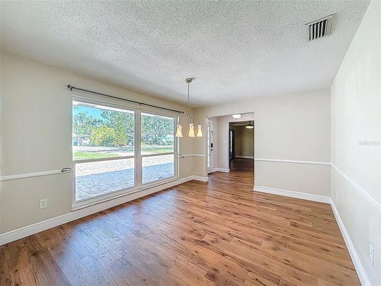 Empty room, Interior, Pendant Lights, Wood Texture Flooring