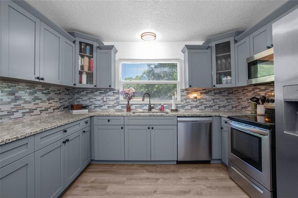 Interior, Kitchen, Stainless Steel Appliances, Wood Texture Flooring