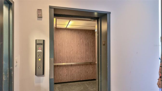 Elevator, Interior, Wooden Walls