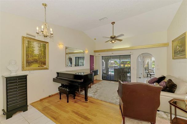 Chandelier, Interior, Living room, Piano, Wood Texture Flooring