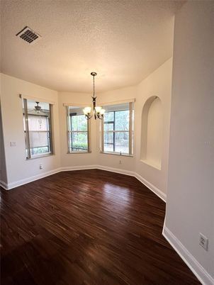 Chandelier, Empty room, Interior, Wood Texture Flooring