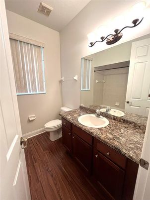 Bathroom, Dual Sink Vanities, Interior, Wood Texture Flooring