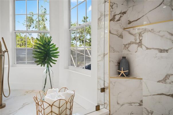 Bathroom, Glass Shower, Interior, Marble, Marble Walls