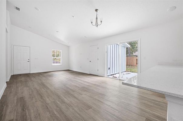 Chandelier, Empty room, Interior, Wood Texture Flooring