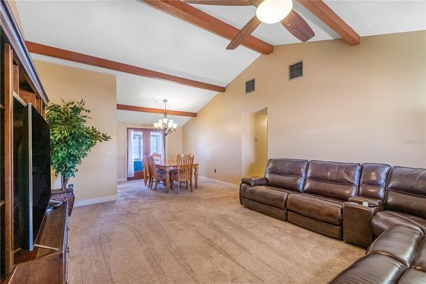 Chandelier, Dining room, Interior, Living room, Wooden Beams