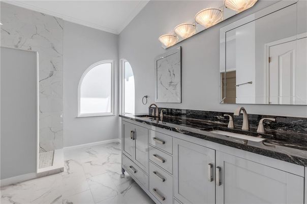 Bathroom, Dual Sink Vanities, Interior, Marble, Marble Walls