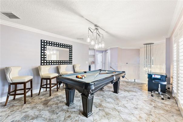 Billiard Table, Game Room, Interior, Pendant Lights