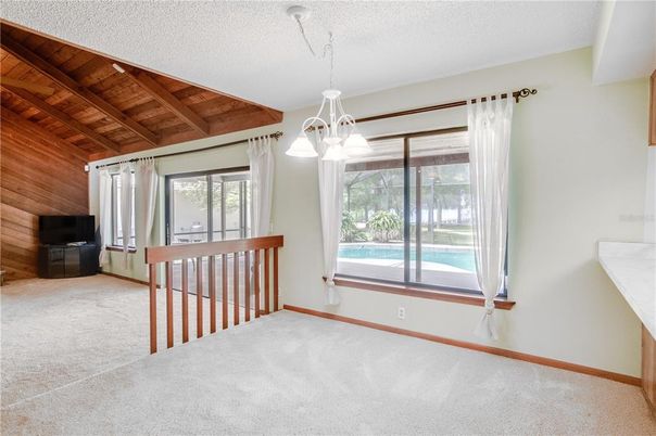 Empty room, Interior, Pendant Lights, Wooden Beams, Wooden Ceilings, Wooden Walls