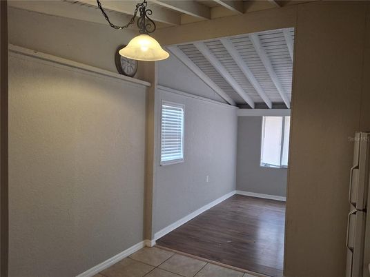 Empty room, Interior, Pendant Lights, Wood Texture Flooring