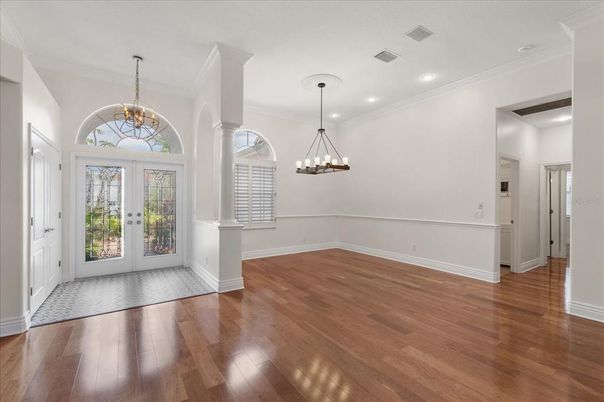 Chandelier, Interior, Pendant Lights, Recessed Lighting, Wood Texture Flooring