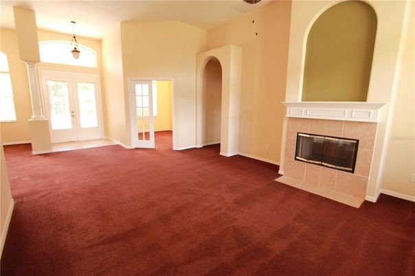 Empty room, Fireplace, Interior, Pendant Lights