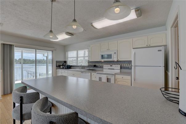 Interior, Kitchen, Pendant Lights, Wood Texture Flooring