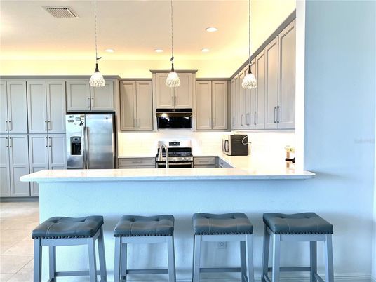 Interior, Kitchen, Pendant Lights, Recessed Lighting, Stainless Steel Appliances